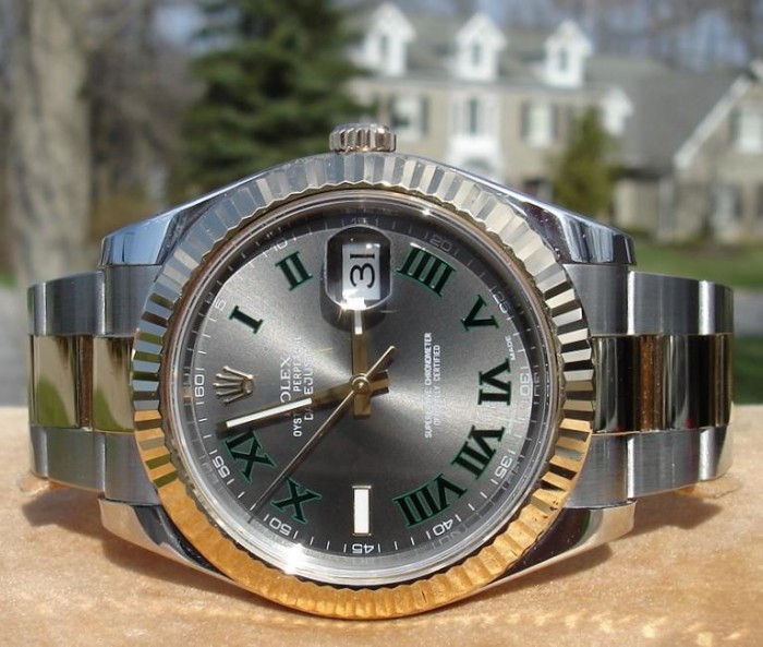 rolex datejust green numerals
