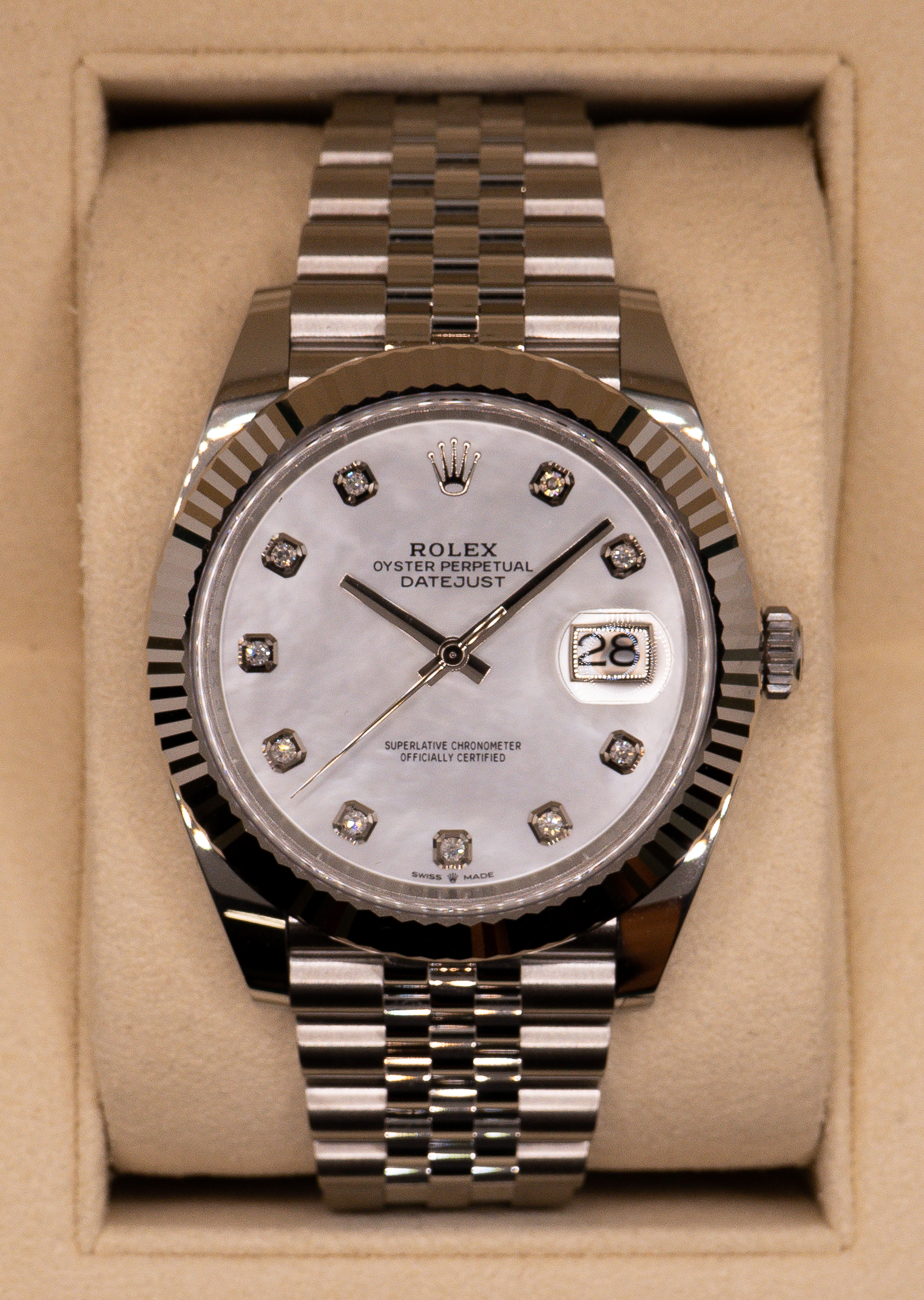 rolex datejust 41 mop diamond dial Big 