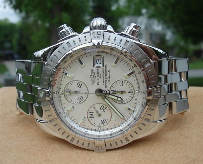 Breitling Steel Chrono Evolution A13356 Silver Dial Watch