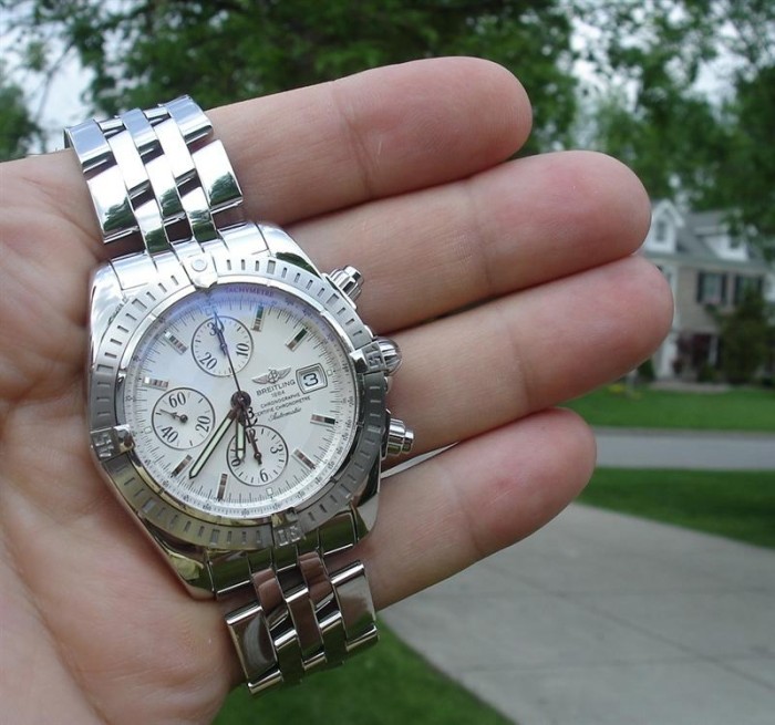 Breitling Steel Chrono Evolution A13356 Silver Dial Watch