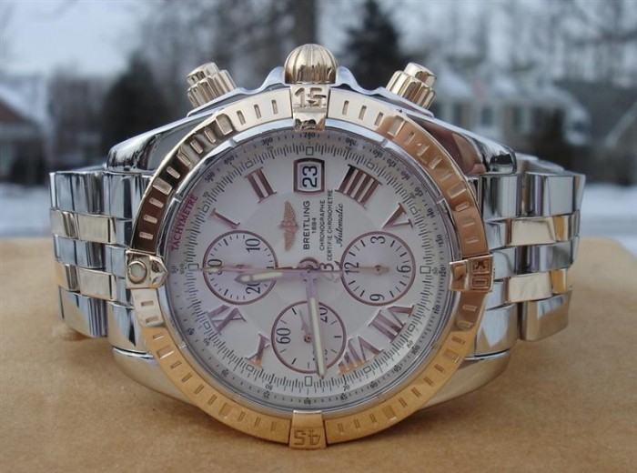 Breitling Chrono Evolution C13356 Rose/steel White Roman Dial Watch