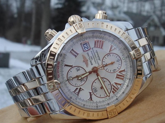 Breitling Chrono Evolution C13356 Rose/steel White Roman Dial Watch