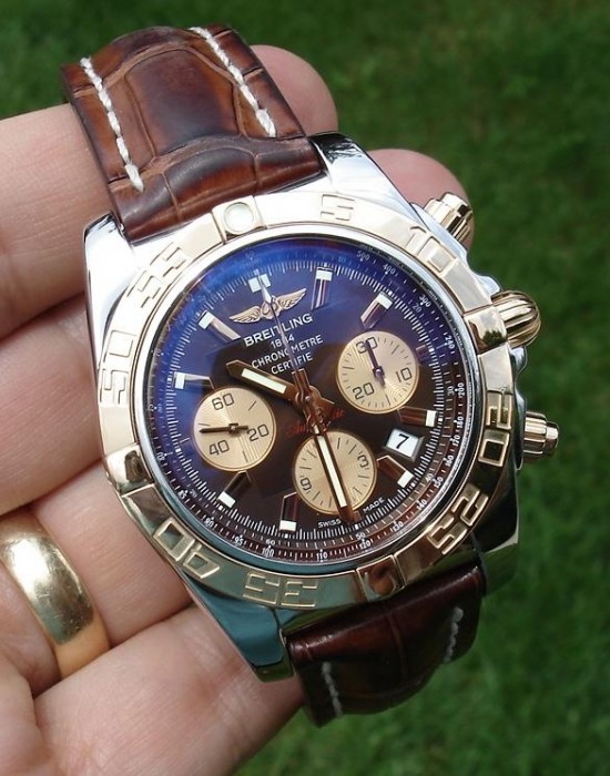 Breitling Chronomat Cb0110 Rose Gold & Steel Dial Watch
