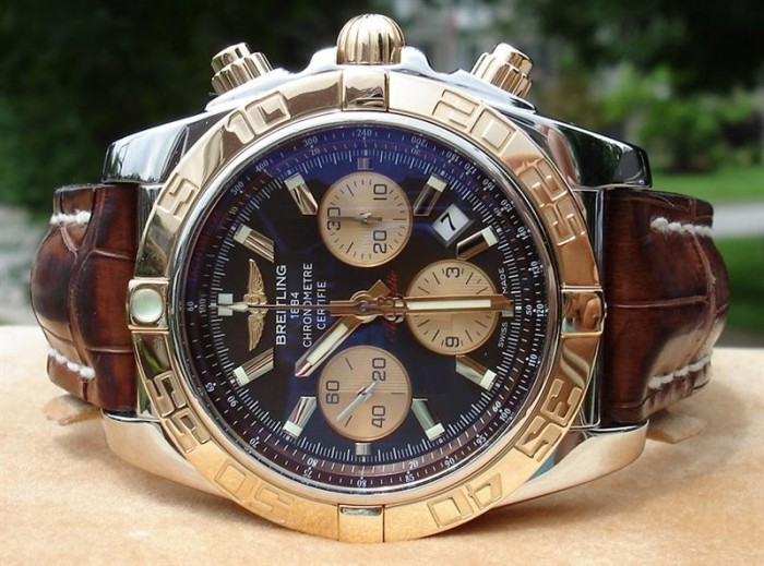 Breitling Chronomat Cb0110 Rose Gold & Steel Dial Watch