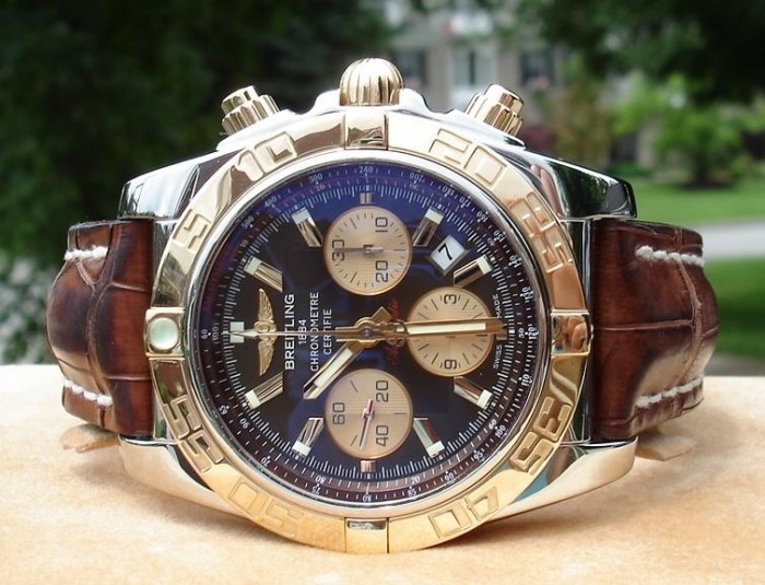 Breitling Chronomat Cb0110 Rose Gold & Steel Dial Watch
